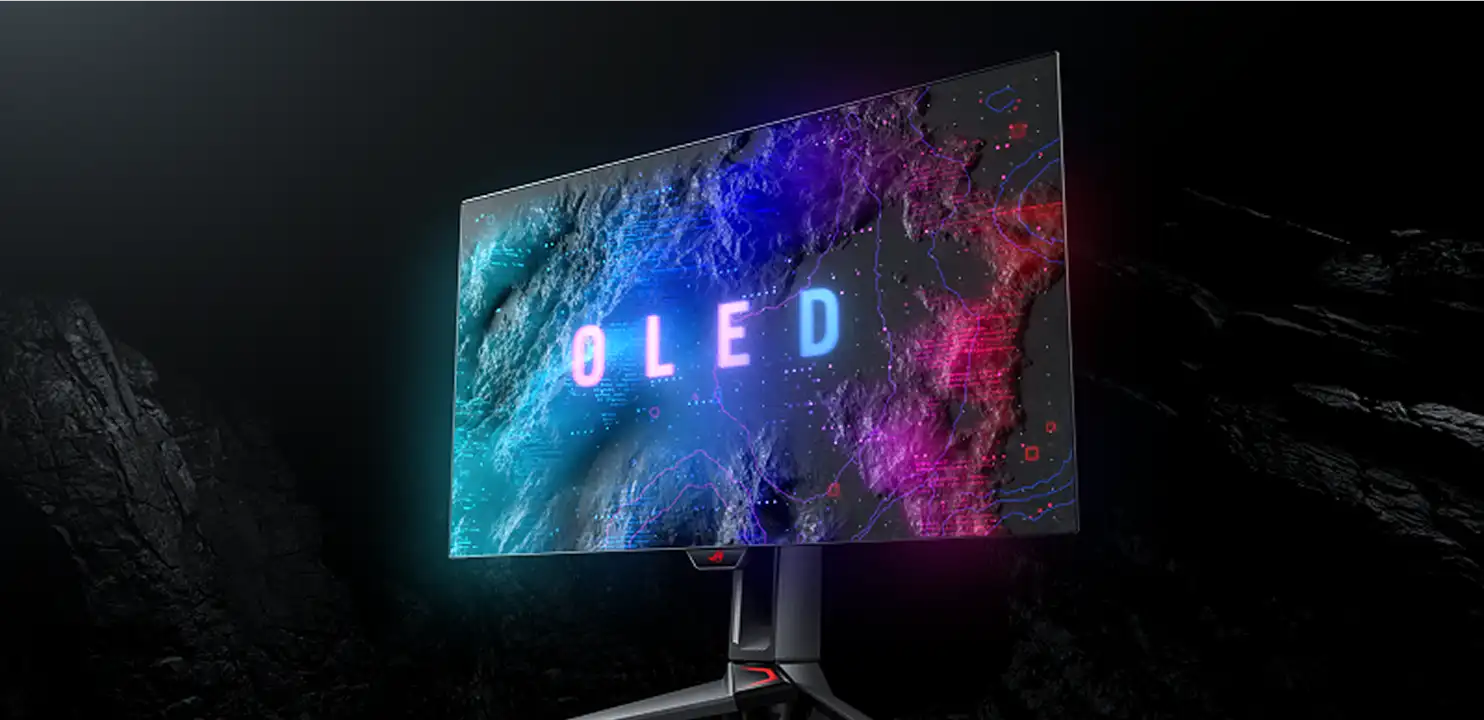 Ultrabrede gebogen gamingmonitor met een kleurrijke digitale weergave, die staat voor hoogwaardige e-sportweergavetechnologie.